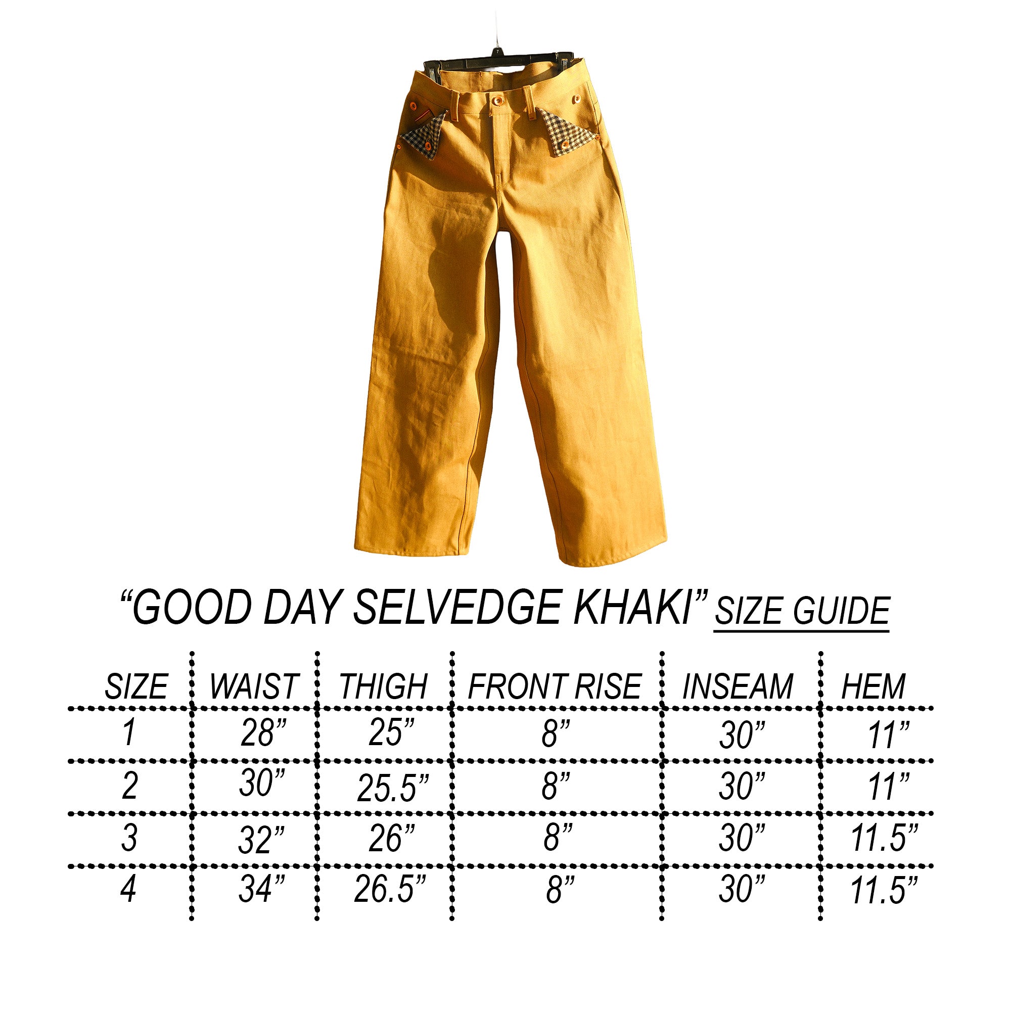 good day selvedge khakis